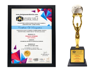 Award certificate and trophy from the design excellence awards
