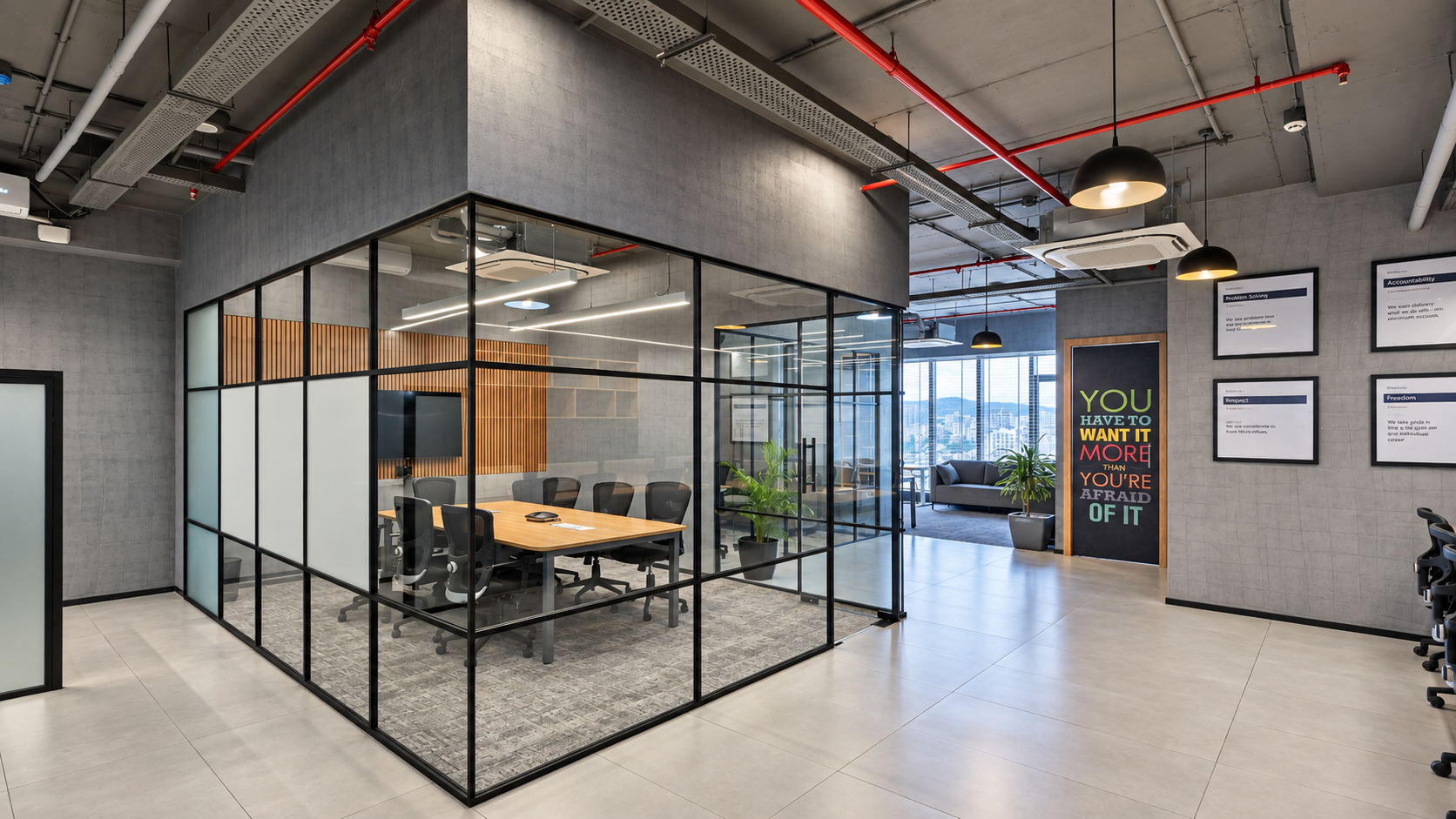 Workstations within the open plan at Thinkbridge